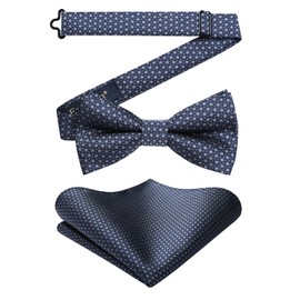 Enlision Men's Bow Tie with Pocket Square - Bow Ties for Men Wedding Pre-Tied Bow Suit Bow Tie and Handkerchief Set with Gift Box, blue