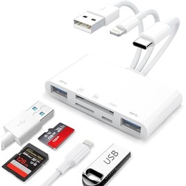 Kammoy Lector de Tarjetas de Memoria 5en1, Adaptador OTG USB y Lector de Tarjetas SD para Phone/Pad, Dispositivos USB C y USB A, Compatible con SD/Mic