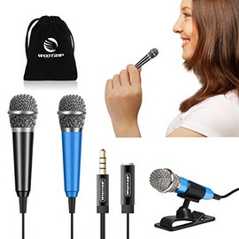[2PCS] Mini Karaoke Microphone, Wootrip Mini Voice Recording Microphone Portable Karaoke Mic for Singing, Recording, Voice Recording(Black/Blue)