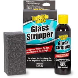 Invisible Glass 91411 3.38-Ounce Glass Stripper Water Spot Remover Kit Eliminates Coatings, Waxes, Oils and More to Polish and Restore Automotive Glass , white