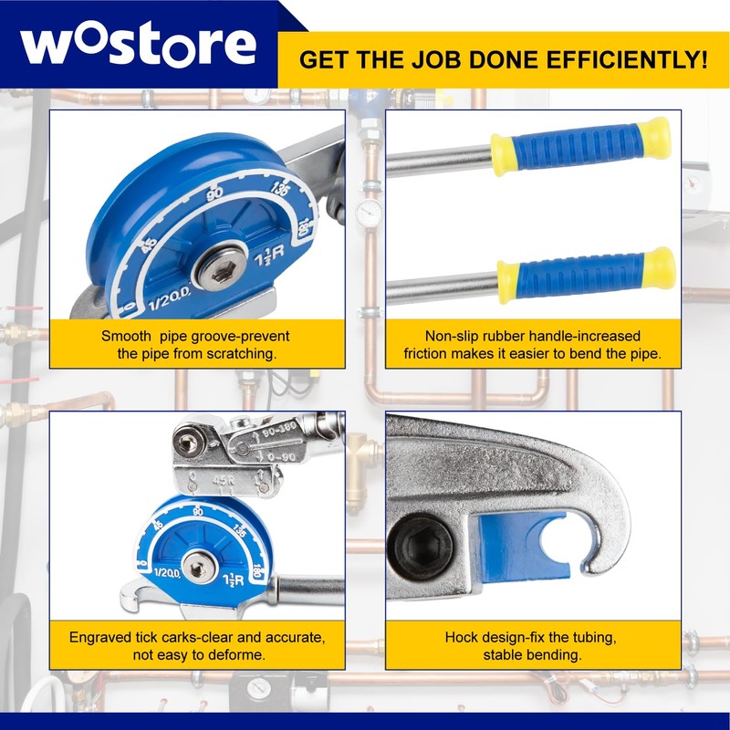 Wostore 1/2" Heavy Duty Tubing Bender Tube Bender Roller 180°