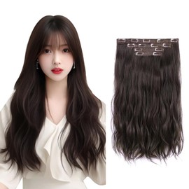 Hachiyoubi Hair Extension, Neckline Wig, One Touch, 21.7 inches (55 cm), Set of 4, Hair Extension, Clip Extension, Point Wig, Partial Wig Extension, Long Curl, Heat Resistant, Natural (21.7 inches (55
