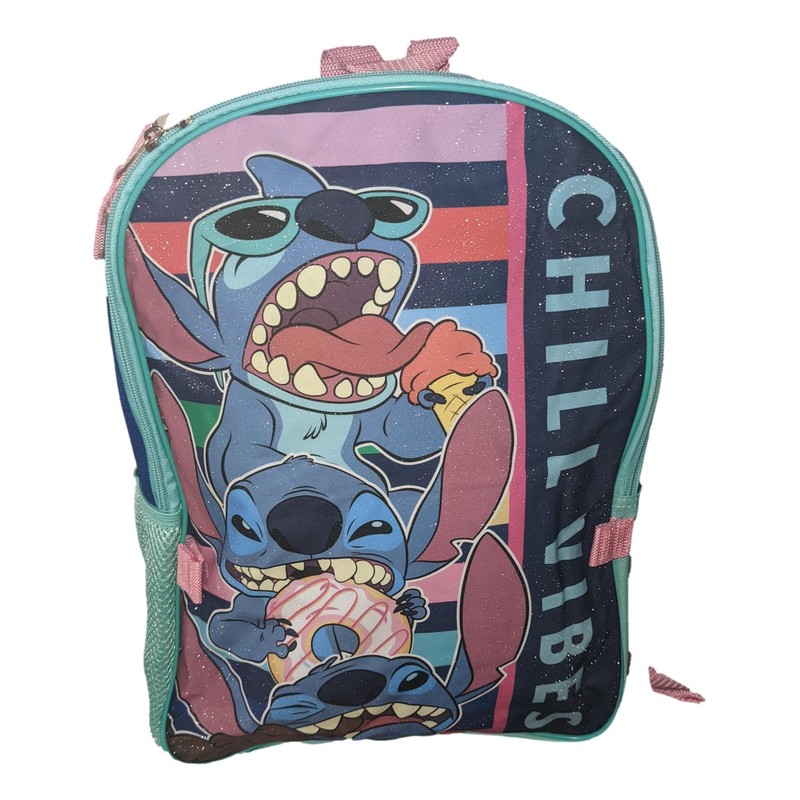 Ruz Stitch 16" Backpack With Detachable Lunch Box Black-Blue