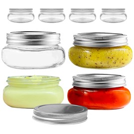 CHGShine Wide Mouth Mason Jar 8 oz for Pickling, Shea Butter Body Butter, Canning, Candles, Fruit Preserves, Jam or Jelly - Glass jar with Lids 4pc