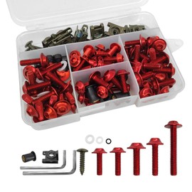 177 Pcs Red Fairing Bolt Kit M5 M6 Motorcycle Windscreen Screws Compatible Aluminum Fasteners for Motorcycle Fairing Screws Fairing Bolts Nut Clips Kit Fasteners Fixing Sportbike Bolts Fairing