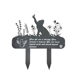 fghuim Pet Grave Markers, Metal Cat Memorial Plaque，Pets Waterproof Grave Stakes Plaque Pet Headstone Garden Memorial Graves(12 x 11 in).