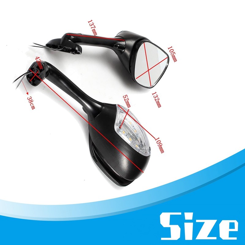 Silscvtt Rear View Mirrors Smoke Turn Signals Replacement for Suzuki