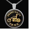 Fashion Jewelry BIKER GIRL WOMAN 1" Pendant Sterling 925 Silver