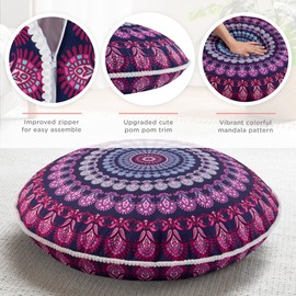 Codi 32 Inch Round Floor Pillow, Large Meditation Pouf Cushion , Memory Foam Stuffer Circle Throw Pillows - (Purple Orchid, 1 Count (Pack of 1))