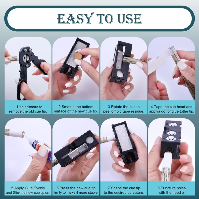 Zyrqon 11-in-1 Billiards Pool Cue Tips Replacement Kit, Pool Cue