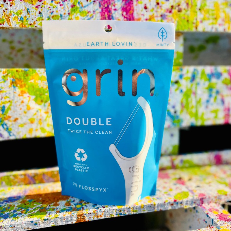 GRIN Double Flosspyx, Floss Picks, 75 Count, Dental Flossers, Minty