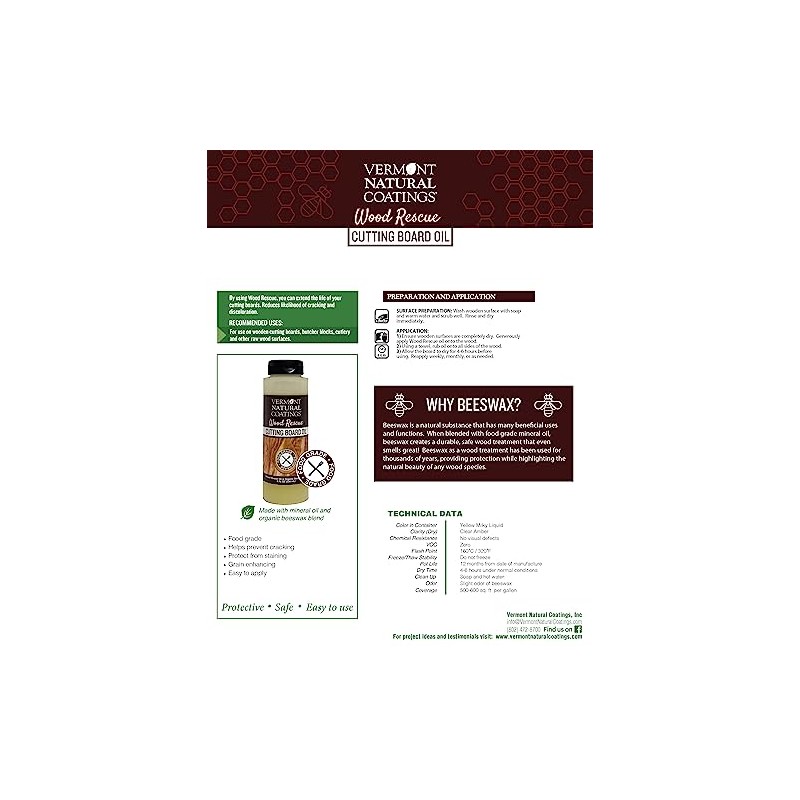 Vermont Natural Coatings Wood Rescue Food Safe Wood Oil