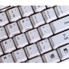 ENGLISH US NON-TRANSPARENT KEYBOARD DECALS with ADDITIONAL KEYS WHITE BACKGROUND