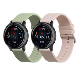 kwmobile Straps Compatible with 20mm Smartwatch Strap (Universal) Straps - 2x Replacement Silicone Watch Bands - Dusty Pink/Pastel Green