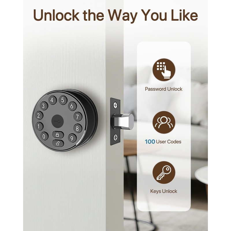 Electronic Deadbolt Door Lock, Keyless Entry Door Knob with Keypad,