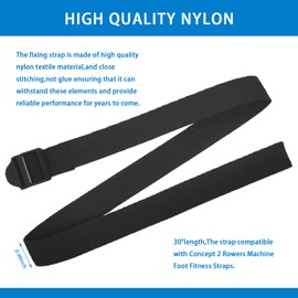 Rowing Machine Feet Straps for Concept 2 Rower Multifunctional Adjustable Nylon Belt for Foot Strap Replacement Bicycle Binding Elliptical Treadlife Fitness （2pcs Black）