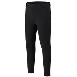 MoFiz Girls Horse Riding Pants Summer with Zipper Pockets High Waist Kids Stretchy Equestrian Breeches Youth Schooling Tights Black Large