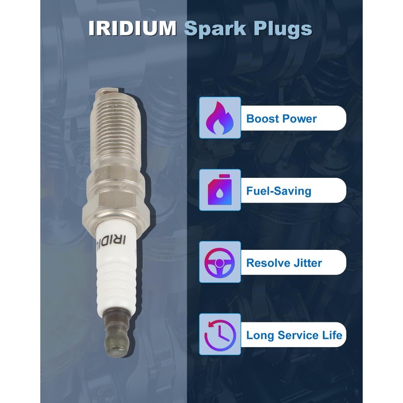 ECCPP 8 PCS Platinum Iridium Spark Plugs for Ford for