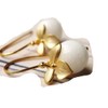 Gold-plated earrings with white jade pearl and flower/gift for her