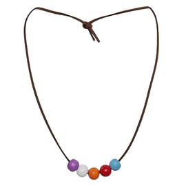 PRINCESS CUTENESS STORE Percy Jackson Annabeth Chase Brown Faux Leather Colorful Demigod Olympian Wooden Bead Necklace
