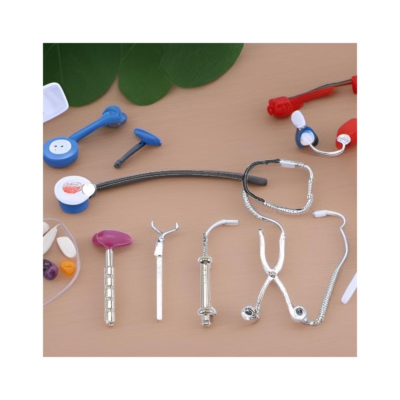 LOGOFUN Dollhouse Stethoscope Set 1:12 Scale Miniature Doctor Tools Mini