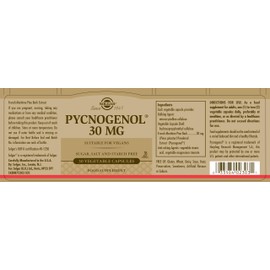 Solgar Pycnogenol 30 mg Vegetable Capsules - Pack of 30 - Improves Vitamin C Absorption - Vegan, Gluten Free and Kosher