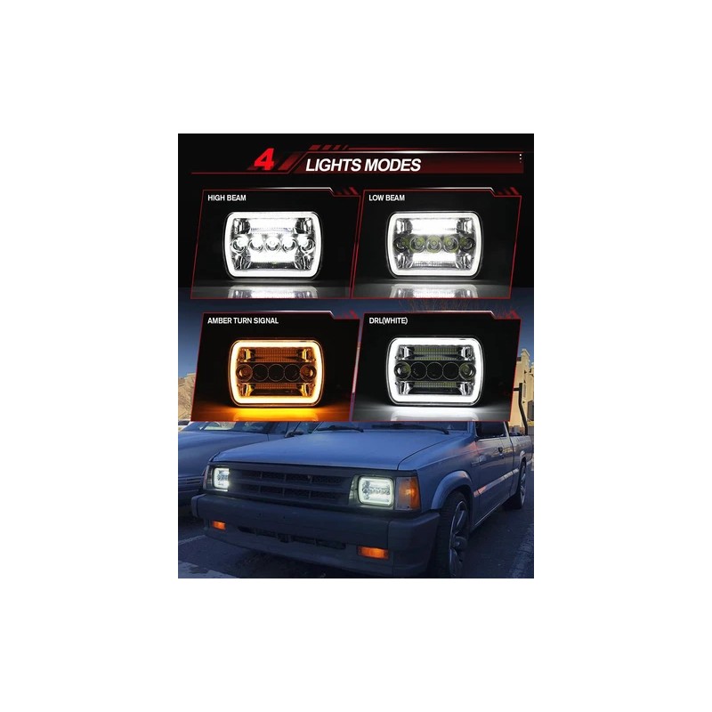 Unbranded Pair 5x7'' 7x6 LED Headlight DRL For International 9900i