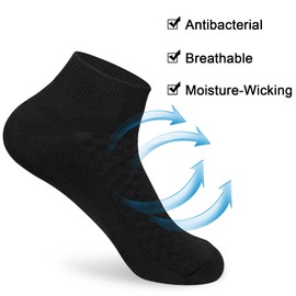 ouhos Womens Ladies White Black Bamboo Non Slip Ankle Socks Low Cut Walking Work Support Socks for Womens 4-7 Odour Resistant Material Breathable Moisture Wicking Casual Socks 5 Pairs