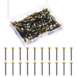 100 PCS Picture Nails with 25 mm Length - Steel Nails for Use on Concrete, Brick, Plaster & Wood - Hardened Steel Nails as Picture Hanging - Made in Europe ,Nails for Hanging Pictures(Golden Head, 30