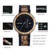 BEWELL Men's Wood Watch Quartz Zebrawood and Ebony Wooden Watches