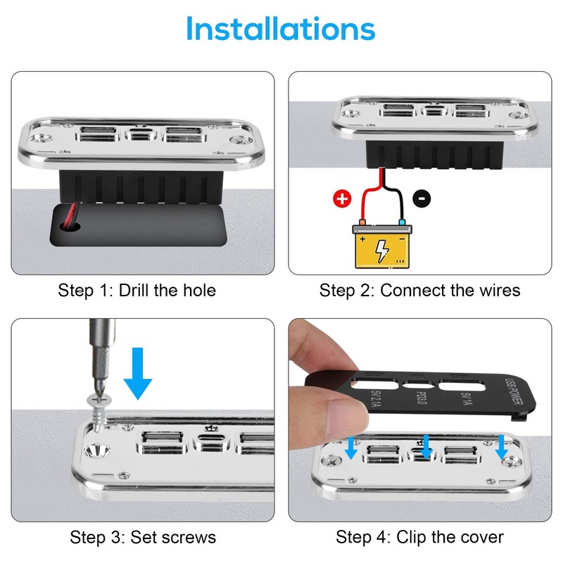 Linkstyle USB Charger Outlet, Quick Charge PD3.0 Type C &