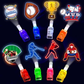 Set of 24 Finger Lights, Baseball, Glowing Finger Lights, Party Supplies, Favors, Birthday Gifts, Assorted Goodie Bags, Sporting Events, Children's Party, Big Hit (Baseball)