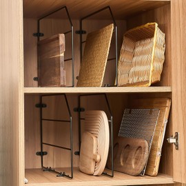 Blulu 4 Pcs Baking Sheet Organizer 12" x 20" Tray Dividers for Cabinets Kitchen Cabinet Dividers Vertical for Baking Sheets Chrome Pan Rack Storage Wires for Kitchen Cupboards(Black)