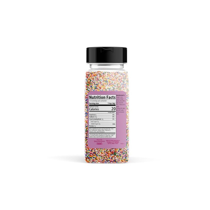 Unpretentious Rainbow Nonpareils Sprinkles, Perfect for Festivities, Multi-Use Shaker Bottle,