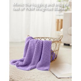 YNM Chunky Cotton Knit Throw Blanket, Medium Weight Cable Knit Throws for Bed Couch Sofa, Comfy & Relaxing, Decorative Piece for Farmhouse Boho Rustic Scandinavian Chic Vibe, Lilac Purple 60x80 Inches
