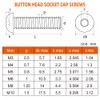 M3-0.5 x 6mm Button Head Socket Cap Screws, Stainless Steel