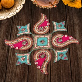 Aditri Creation Designer Floor Rangoli Reusable Large Rangoli Acrylic Rangoli Stickers Indian Traditional Home Floor Entrance Decoration Festival Decorations and gifting Size:- 12"