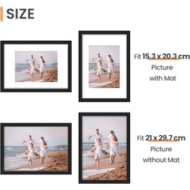 upsimples 3 Pack A4 Picture Frame, A4 Black Frame, Black Picture Frames 21 X 29,7 cm, Black A4 Picture Frame with Stand Landscape or Portrait Orientation