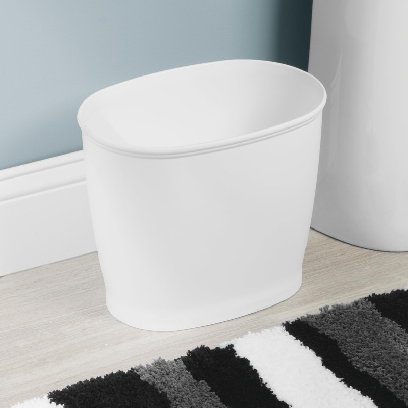 iDesign Slim Plastic Bathroom Trash Can, Small Garbage Bin for