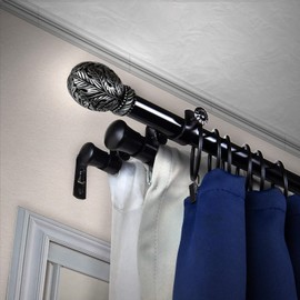 Maykoosh Bay Window Curtain Rod - Adjustable Specialty Drapery Rod, Black Finish