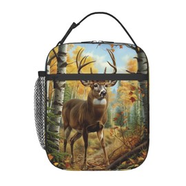 VANZEV Lunch Box for Women Men, Deer Insulated Lunch Box Reusable Portable Lunch Bag Cooler Tote Waterproof Lunch Container for Office Picnic Work Travel Hiking