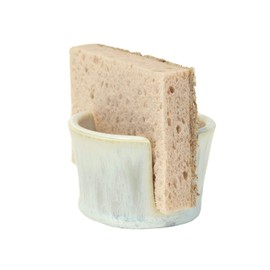 Ceramic Dish Sponge and Scrubby Holder - Caddy - Drainer for Kitchen Sink | Decorative | Allows Sponge to Dry | Helps Reduce The Odor of Stinky Sponges | Bar Soap Holder for Sink (Marbled White)