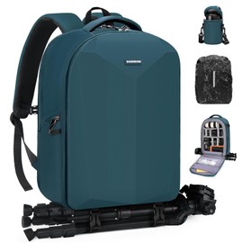 RAINSMORE RAINSMORE Camera Backpack Hard Shell for DSLR/SLR Waterproof Camera Bag with Laptop Compartment 15.6 Inch Professional Camera Case with Rain Cover Photography Backpack Bag with Camera Lens Case Green