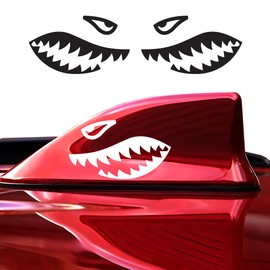 ReplaceMyParts Shark Teeth Antenna Fin Vinyl Overlay Decal Sticker Compatible with Most Cars, A Set of 2, Left and Right Side, Gloss White