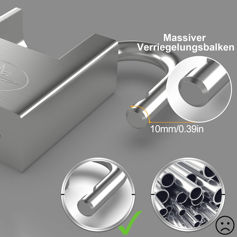 Diyife Heavy Duty Padlock 60 mm, Outdoor Weatherproof Robust Padlock,