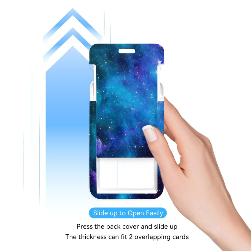 2 Pack Purple Starry Sky ID Badge Holder with Clip