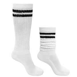 phnydreg Slouch Socks White Striped Slouch Socks Scrunch Socks for Women Girls 90s Party(1 pair)