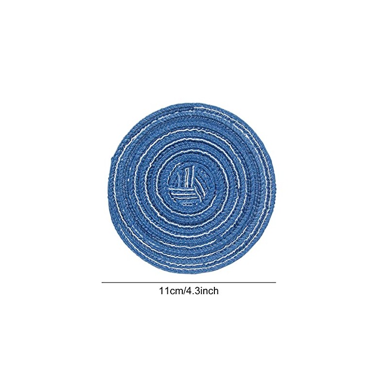 SCF2017 Set of 6 Round Woven Cotton Yarn Coasters for