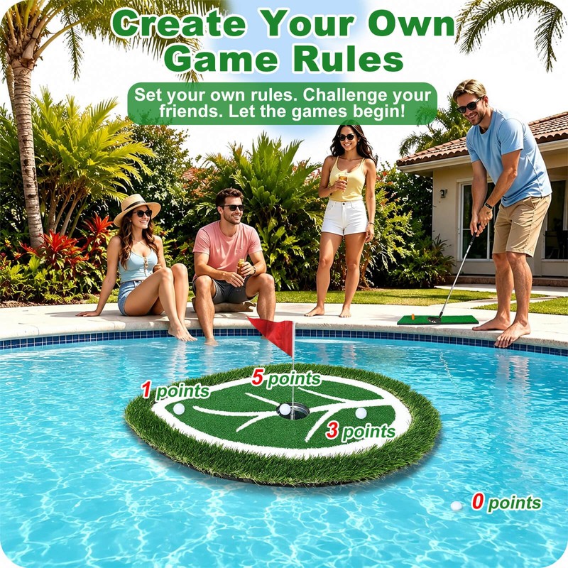 Chriiena Floating Golf Green for Pool, No Drifting Golf Chipping