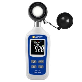 XEAST Light Meter XE-113 Luxmeter Digital Illuminance Meter Handheld Ambient Temperature Measurer with 4 Digit Color LCD Screen, Range up to 200K Lux, Data Recording for Plant Growth Aquariums